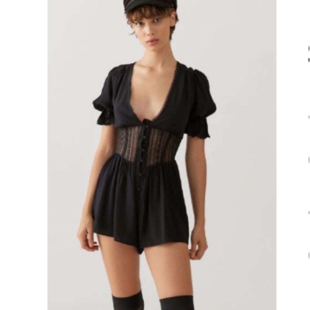 Black Lace Detail Romper